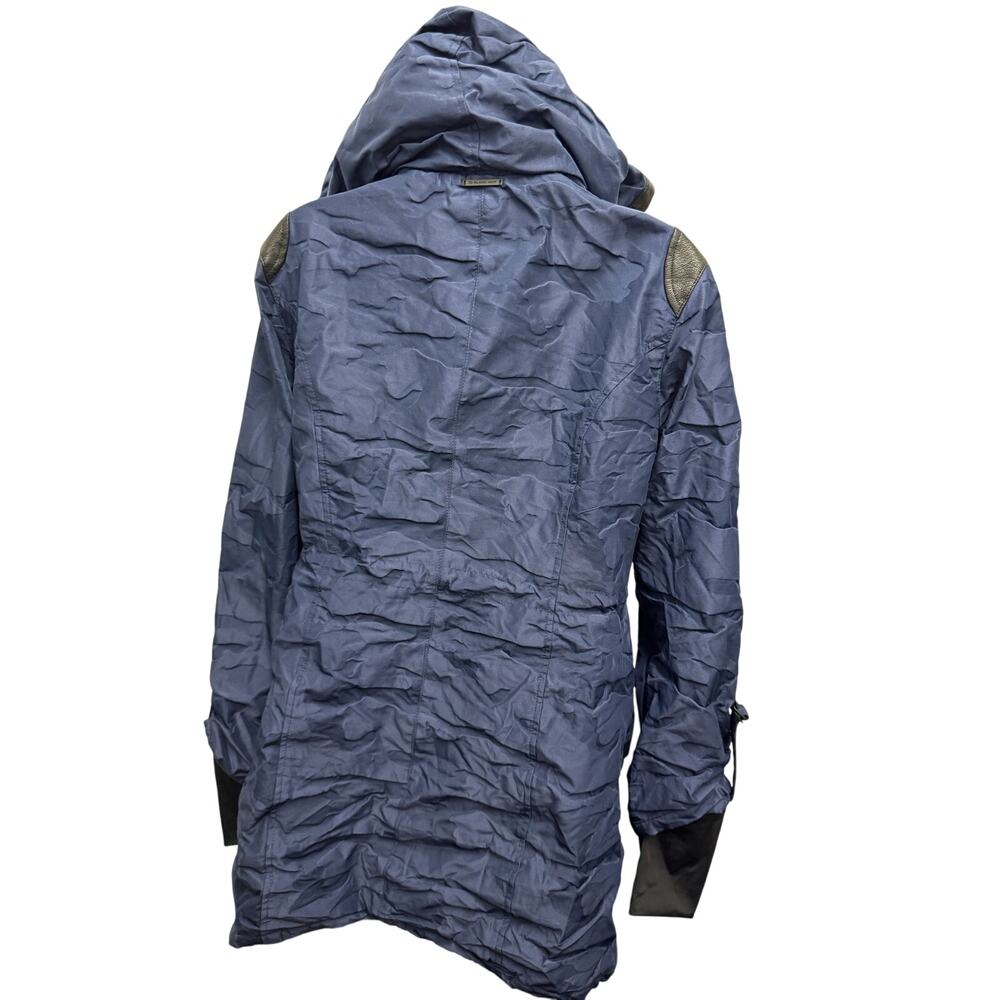 Blanc Noir Women Blue Camo Hooded Anorak Coat Jacket coat hooded SZ Small - Picture 5 of 6